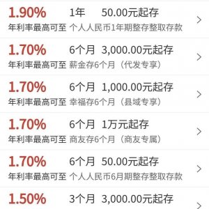 工商银行存款利率(利息)